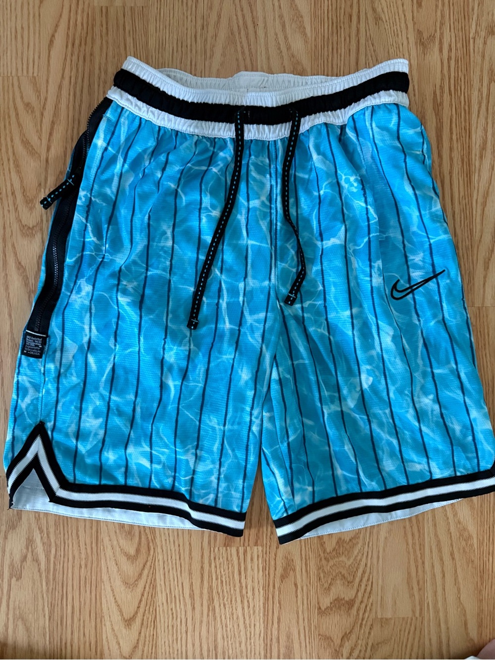 Nike Men’s Aqua Blue Athletic Basketball Shorts with Black Trim